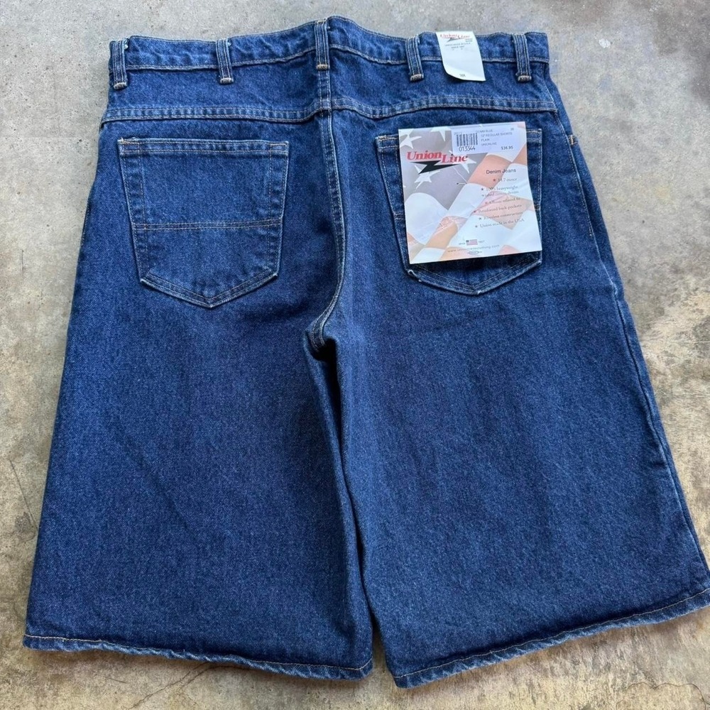 NWT Vintage 90s Union Line Baggy Denim Shorts USA Made Blue Mens Size 36 (d1)